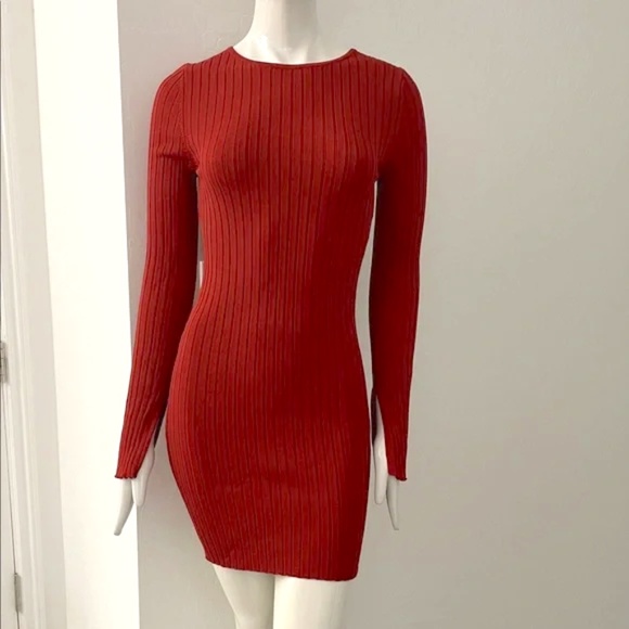 Posse -  Long Sleeve  Burned Red Knit Dress - Picture 1 of 7
